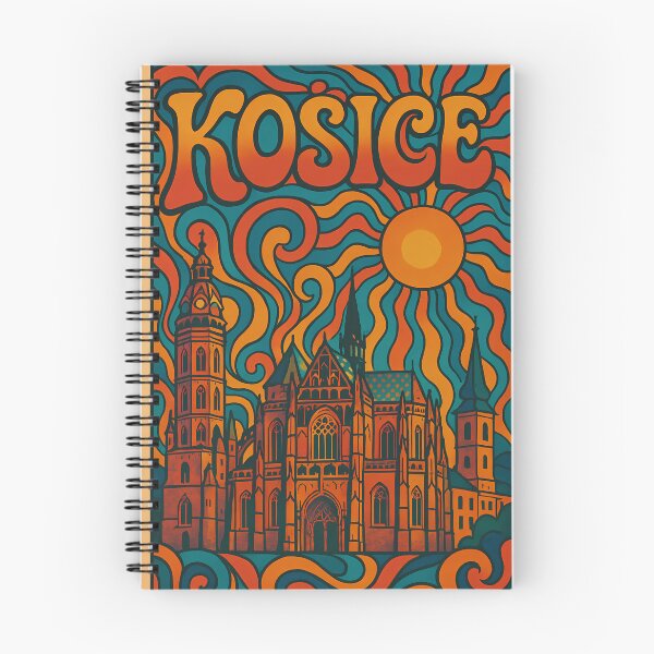 Item preview, Trippy Psychedelic Poster of Košice | Neon St. Elisabeth Cathedral | Surreal Slovak Cityscape Art designed and sold by PaintedPixels01.