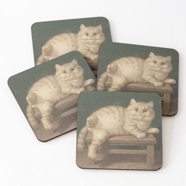 Item preview, Smug Cat Folk Art - Primitive Portrait Humor designed and sold by PictorialWhimsy.