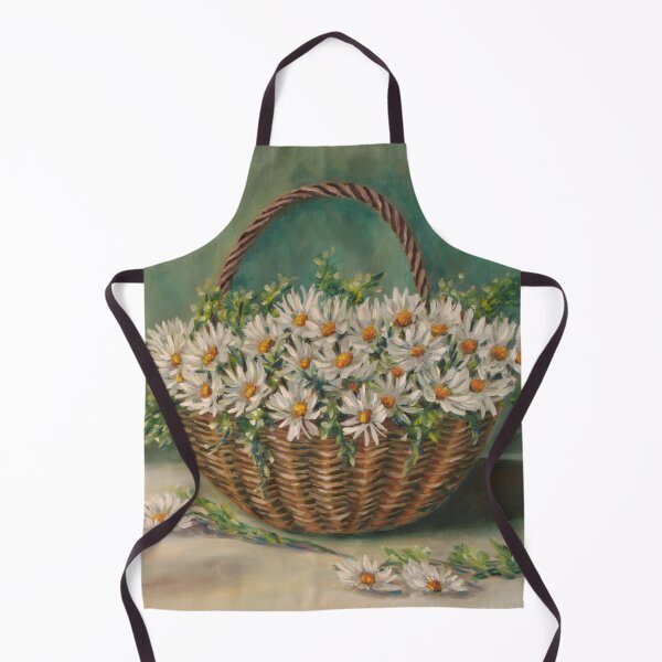 Item preview, Daisies in a Wicker Basket - Original Oil Painting designed and sold by JurateArt-DK.