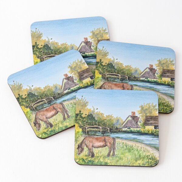 Item preview, Horse at Flatford Mill, watercolour painting of English countryside designed and sold by Art-By-Rosalind.
