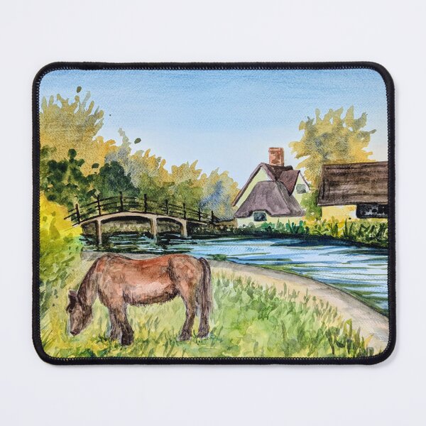 Item preview, Horse at Flatford Mill, watercolour painting of English countryside designed and sold by Art-By-Rosalind.