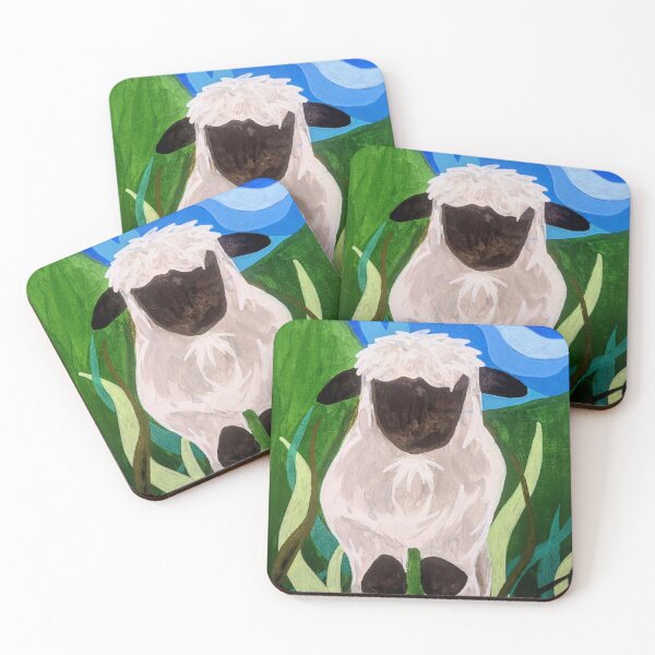 Item preview, Valais blacknose sheep painting designed and sold by Art-By-Rosalind.