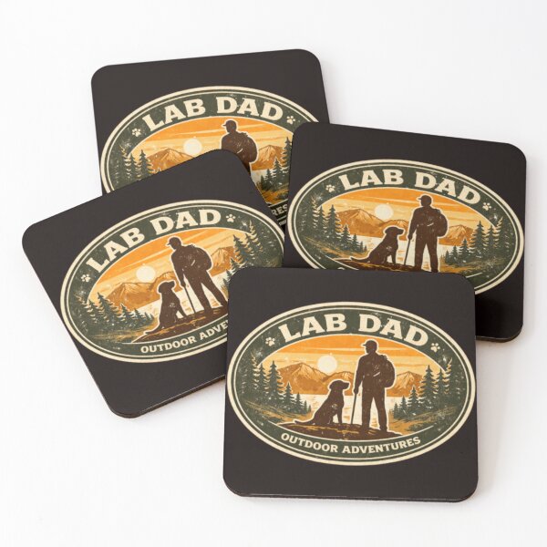 Item preview, Lab Dad Outdoor Adventures – Retro Silhouette Badge | Dog Dad designed and sold by PawPrintCustom.