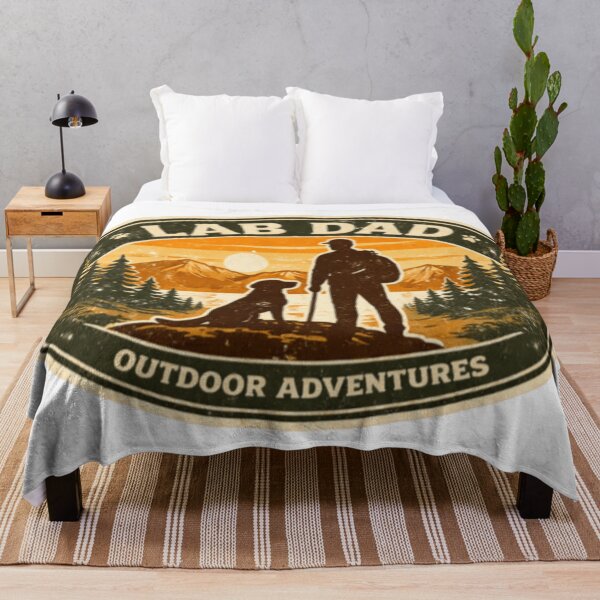 Item preview, Lab Dad Outdoor Adventures – Retro Silhouette Badge | Dog Dad designed and sold by PawPrintCustom.
