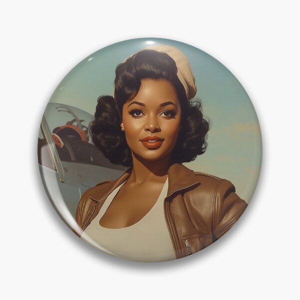 Item preview, Vintage 1940s Pin-Up Aviator with P-51 Mustang | Retro WWII Nose Art Style Illustration designed and sold by MissSaylor.