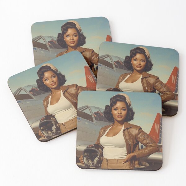 Item preview, Vintage 1940s Pin-Up Aviator with P-51 Mustang | Retro WWII Nose Art Style Illustration designed and sold by MissSaylor.