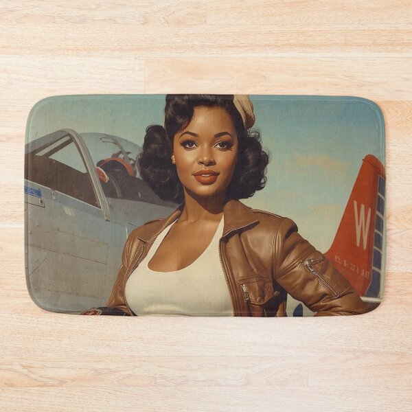 Item preview, Vintage 1940s Pin-Up Aviator with P-51 Mustang | Retro WWII Nose Art Style Illustration designed and sold by MissSaylor.