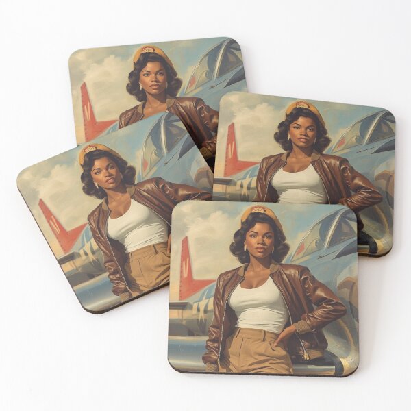 Item preview, Retro WWII Pin-Up with P‑51 Mustang | 1940s Aviation Glam Art Print designed and sold by MissSaylor.