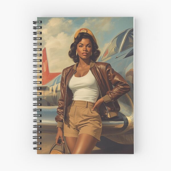 Item preview, Retro WWII Pin-Up with P‑51 Mustang | 1940s Aviation Glam Art Print designed and sold by MissSaylor.