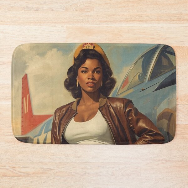 Item preview, Retro WWII Pin-Up with P‑51 Mustang | 1940s Aviation Glam Art Print designed and sold by MissSaylor.