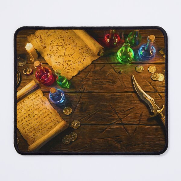 Item preview, Ancient Alchemist Workbench - Retro RPG Gaming Mouse Pad designed and sold by ShadowFaeStudio.