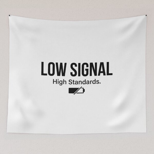 Item preview, Low Signal High Standards Shirt, Minimalist Streetwear Tee, Digital Detox T-Shirt, Offline Lifestyle Graphic Tee, Modern Typographic Shirt designed and sold by quietvisualsco.