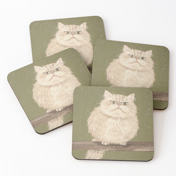Item preview, Judgmental Cat Folk Art - Naive Portrait designed and sold by PictorialWhimsy.