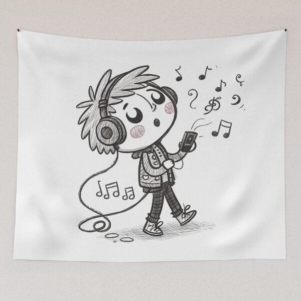 Item preview, Cute Character Listening to Music designed and sold by Fadi Alyaldani.