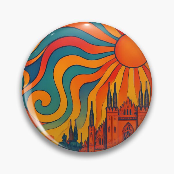 Item preview, Trippy Psychedelic Poster of Milan | Neon Duomo & Skyline | Surreal Italian Fashion Cityscape Art designed and sold by PaintedPixels01.