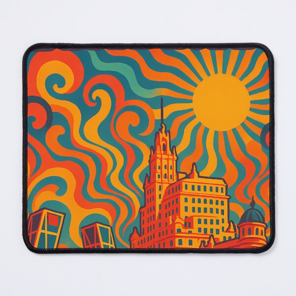 Item preview, Trippy Psychedelic Poster of Madrid | Neon Royal Palace Skyline | Surreal Spanish Cityscape Art designed and sold by PaintedPixels01.