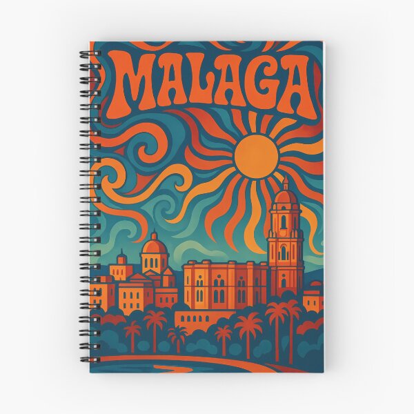 Item preview, Trippy Psychedelic Poster of Málaga | Neon Coastal Skyline | Surreal Spanish Cityscape Art designed and sold by PaintedPixels01.