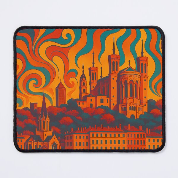 Item preview, Trippy Psychedelic Poster of Lyon | Neon Old Town Skyline | Surreal French Cityscape Art designed and sold by PaintedPixels01.