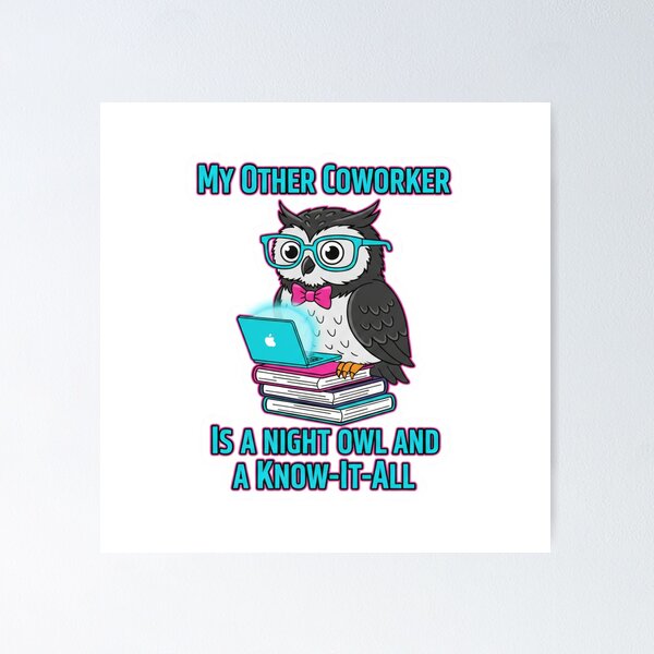 Item preview, My Other Coworker Is a Night Owl Funny Remote Work Sticker Cute Tech Humor designed and sold by ZYNORAworld.