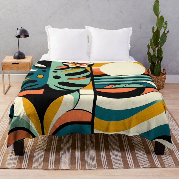 Item preview, Abstract Monstera Leaf and Sun Geometric Waves designed and sold by InkSmithery.