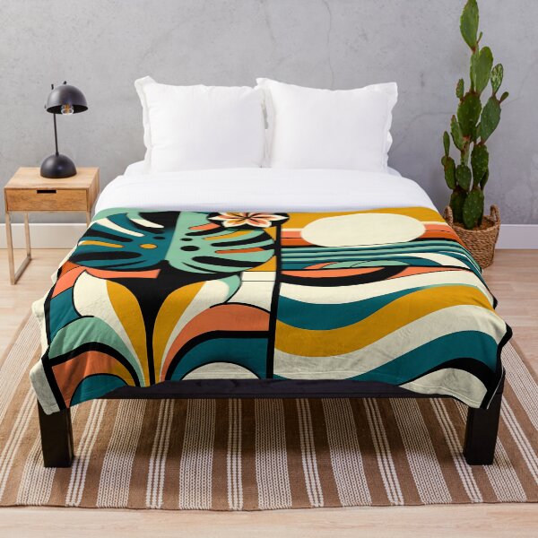 Item preview, Abstract Monstera Leaf and Sun Geometric Waves designed and sold by InkSmithery.