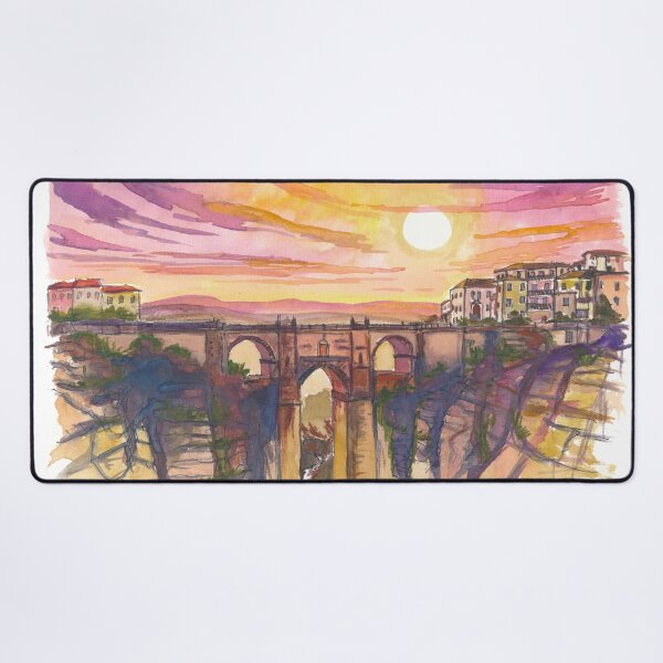 Item preview, Ronda Spain Painting with Puente Nuevo and Dramatic Gorge View designed and sold by artshop77.