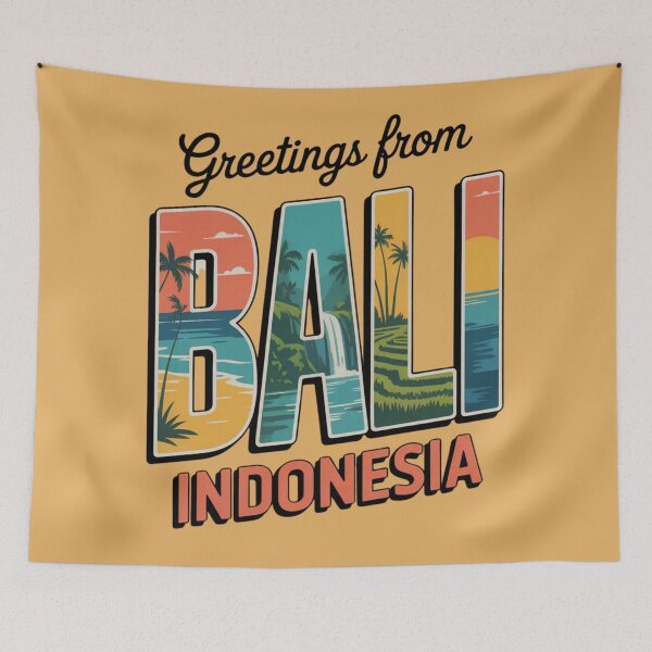 Item preview, Greetings from Bali Indonesia – Retro Travel Postcard Greeting Card Design designed and sold by Timeless Design.