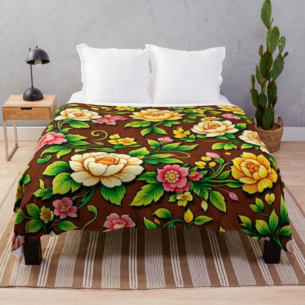Item preview, Vibrant Botanical Bloom Pattern on Earthy Brown designed and sold by optimusprime39.