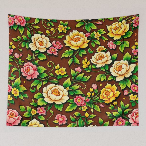 Item preview, Vibrant Botanical Bloom Pattern on Earthy Brown designed and sold by optimusprime39.