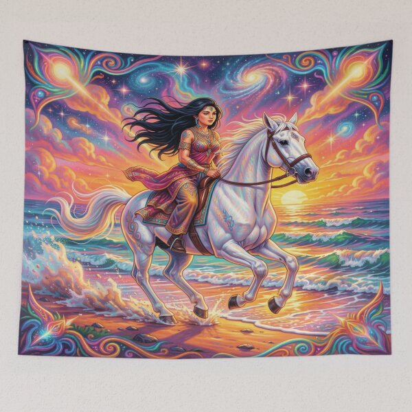 Item preview, Mystical Sunset Rider with Cosmic Sky and Enchanted Beach Fantasy Vibes in Motion designed and sold by FotoworldEdel.