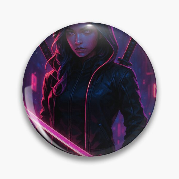 Item preview, Neon Katana Warrior – Cyberpunk Alley Assassin designed and sold by ZolaDesings.