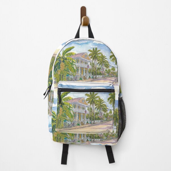 Item preview, Key West Street Scene – Conch Houses with Palms and Banana Trees designed and sold by artshop77.