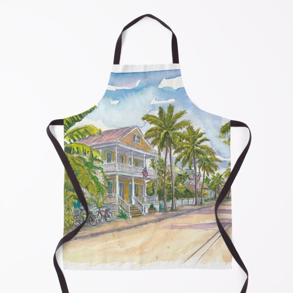 Item preview, Key West Street Scene – Conch Houses with Palms and Banana Trees designed and sold by artshop77.