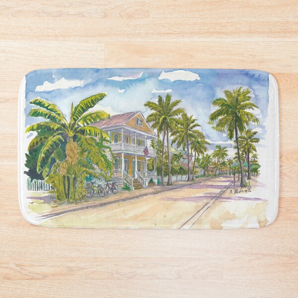 Item preview, Key West Street Scene – Conch Houses with Palms and Banana Trees designed and sold by artshop77.