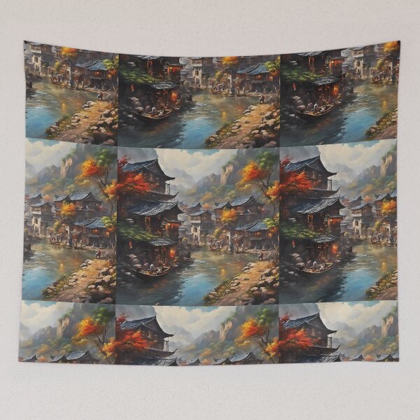 Item preview, Beautiful Asian landscape, town on the river Li in China designed and sold by Coolparrotgirl.