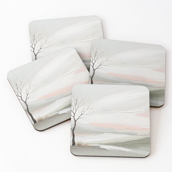 Item preview, Minimalist Winter Tree Landscape – Soft Pastel Impasto Painting | Neutral Aesthetic Wall Art & Scandinavian Decor designed and sold by Nene's design.