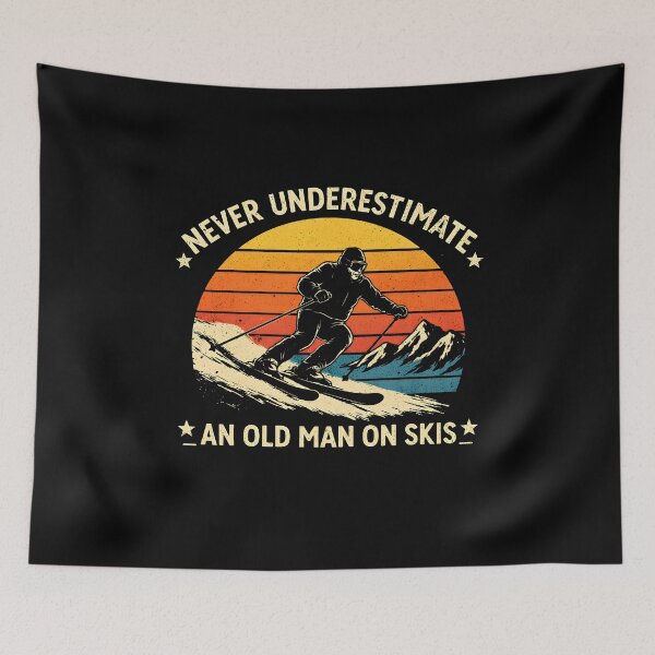 Item preview, Never Underestimate an Old Man On Skis designed and sold by JODYSMORGAN.