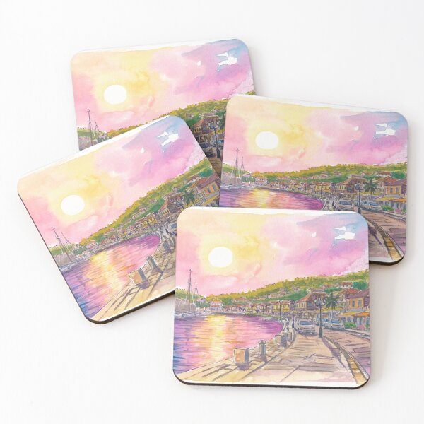 Item preview, Gustavia Harbor Painting in St Barts with Afternoon Light designed and sold by artshop77.