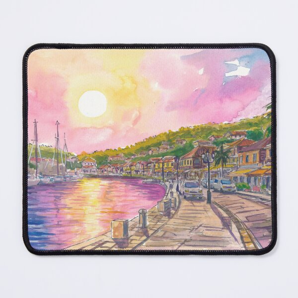 Item preview, Gustavia Harbor Painting in St Barts with Afternoon Light designed and sold by artshop77.