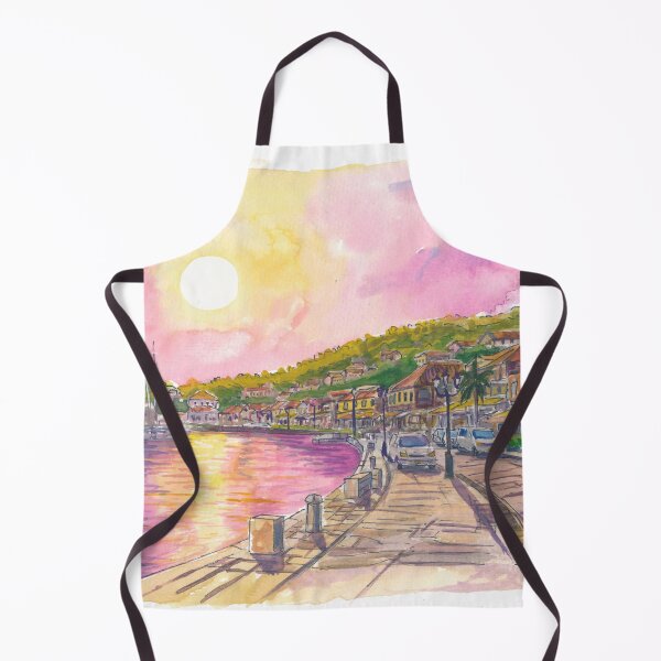 Item preview, Gustavia Harbor Painting in St Barts with Afternoon Light designed and sold by artshop77.