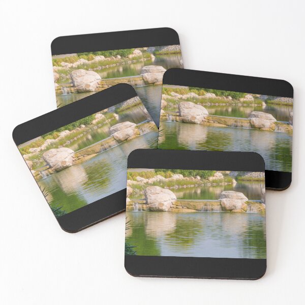 Item preview, Peaceful Garden Waterfall - Serene River & Rock Nature Photography designed and sold by AbulailArt.