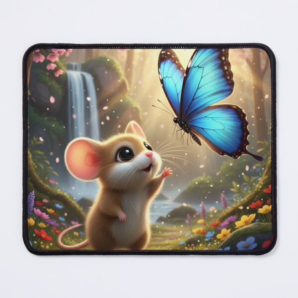 Item preview, Nature's Greeting: The Tiny Harvest Mouse and Blue Morpho designed and sold by Dreamy Armine Art.