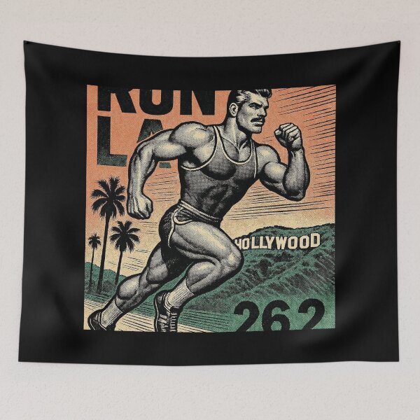 Item preview, Gay Daddy Marathon Runner Defiant Currency Run With Honor. Run With Pride. LA 26.2 Tom of Finland Tribute Gay Pride Graphic Design designed and sold by ItsAKinkThing.