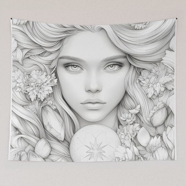 Item preview, White Witch Portrait With Celestial Crystal Ball designed and sold by Shoot-The-Moon.
