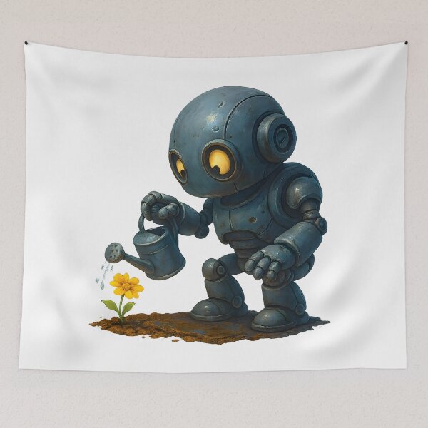 Item preview, Friendly Robot Watering a Flower designed and sold by Yomere.