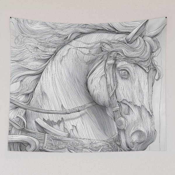 Item preview, Wood Carved Horse With Ornate Baroque Harness designed and sold by Shoot-The-Moon.