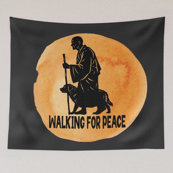 Item preview, Walk for Peace Aloka Monks Dog Dove Globe design designed and sold by Colorfulman.