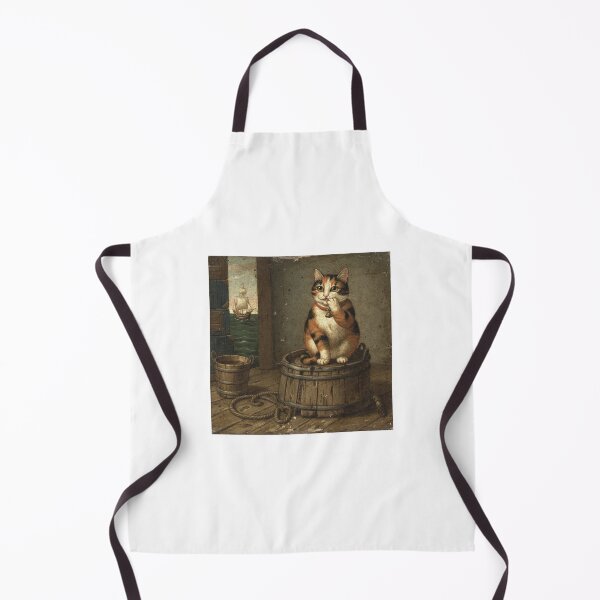 Item preview, Folk Art Harbor Cat - Vintage Nautical Painting designed and sold by PictorialWhimsy.