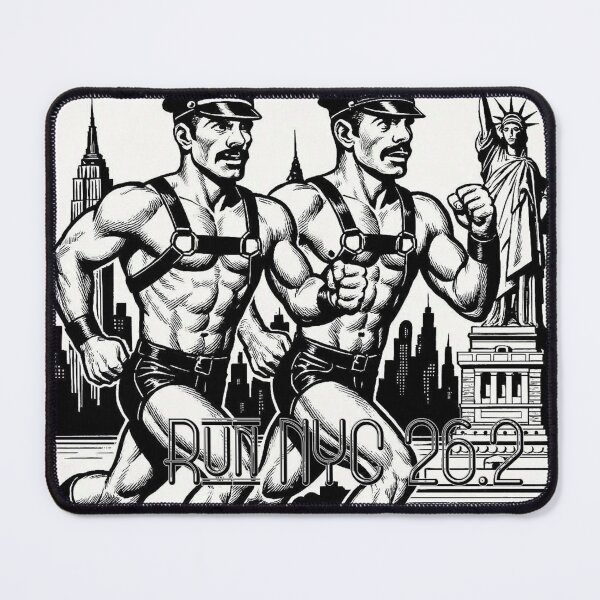 Item preview, Gay Leather Daddy Marathoners Defiant Currency Champions of Pride NYC 26.2 Tom of Finland Tribute Gay Pride Graphic Design designed and sold by ItsAKinkThing.