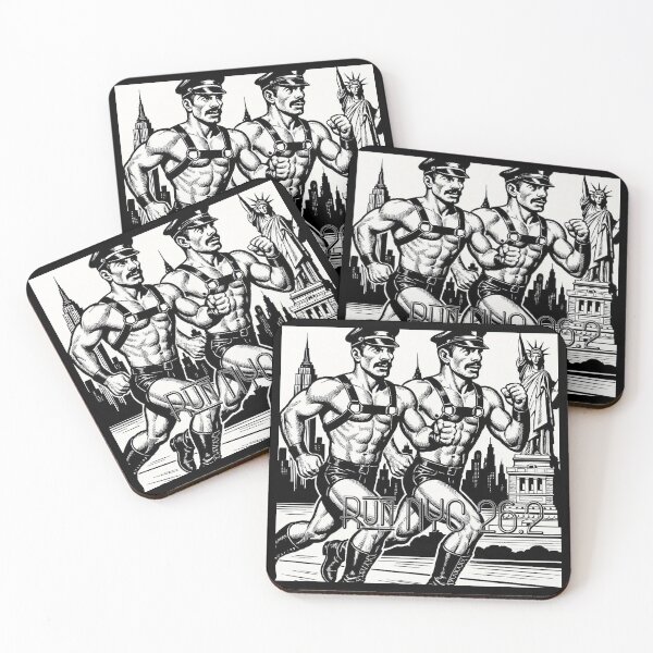 Item preview, Gay Leather Daddy Marathoners Defiant Currency Champions of Pride NYC 26.2 Tom of Finland Tribute Gay Pride Graphic Design designed and sold by ItsAKinkThing.